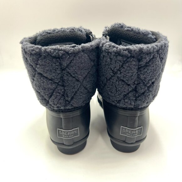 Sperry Womens Size 6 Saltwater Sherpa Black Blue Duck Boots Shoes STS87769‎ - Picture 7 of 12